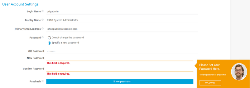 Change the Default Password